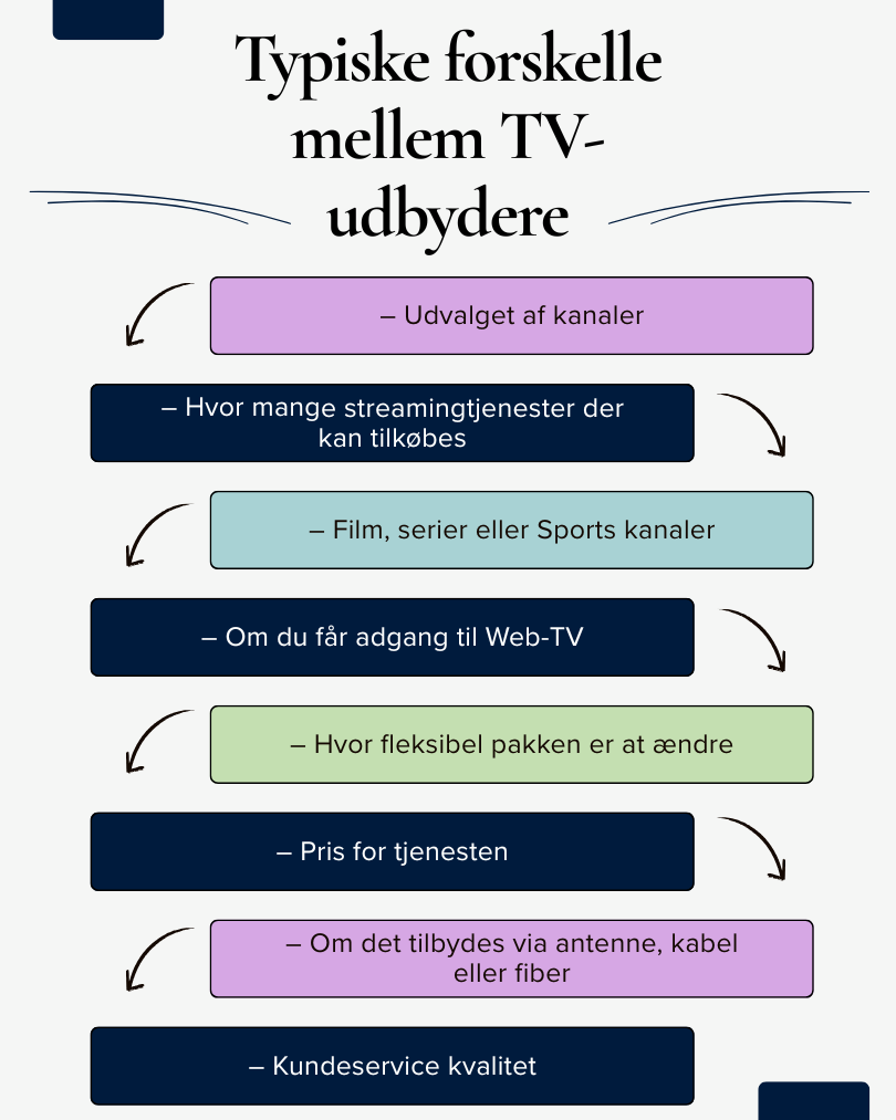 Typiske forskelle mellem TV-udbydere